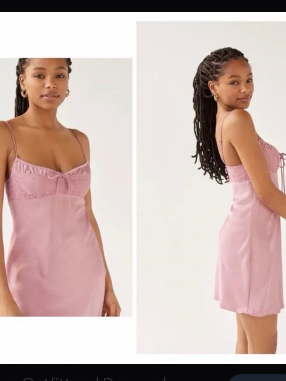 Urban Outfitters Pink Lace-Trim Satin Chemise